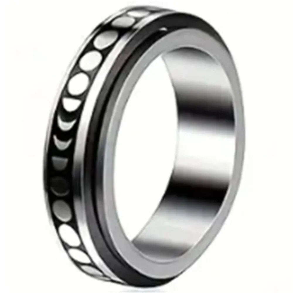 Vintage Boho Style Silver Moon Spinner Ring